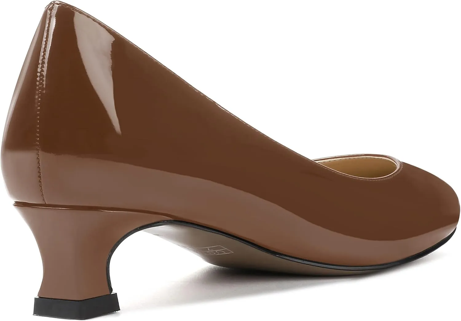 SKYSTERRY Women's Office Kitten Round Toe Slip On Patent Spool Low Heel Pumps Office Dress Shoes 1.5 Inch