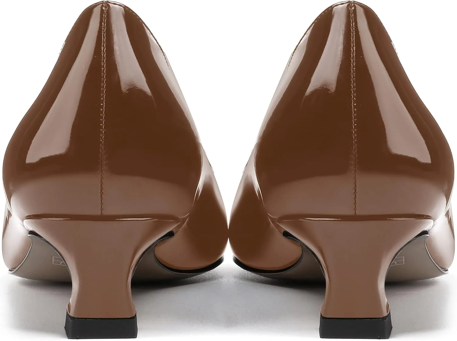 SKYSTERRY Women's Office Kitten Round Toe Slip On Patent Spool Low Heel Pumps Office Dress Shoes 1.5 Inch