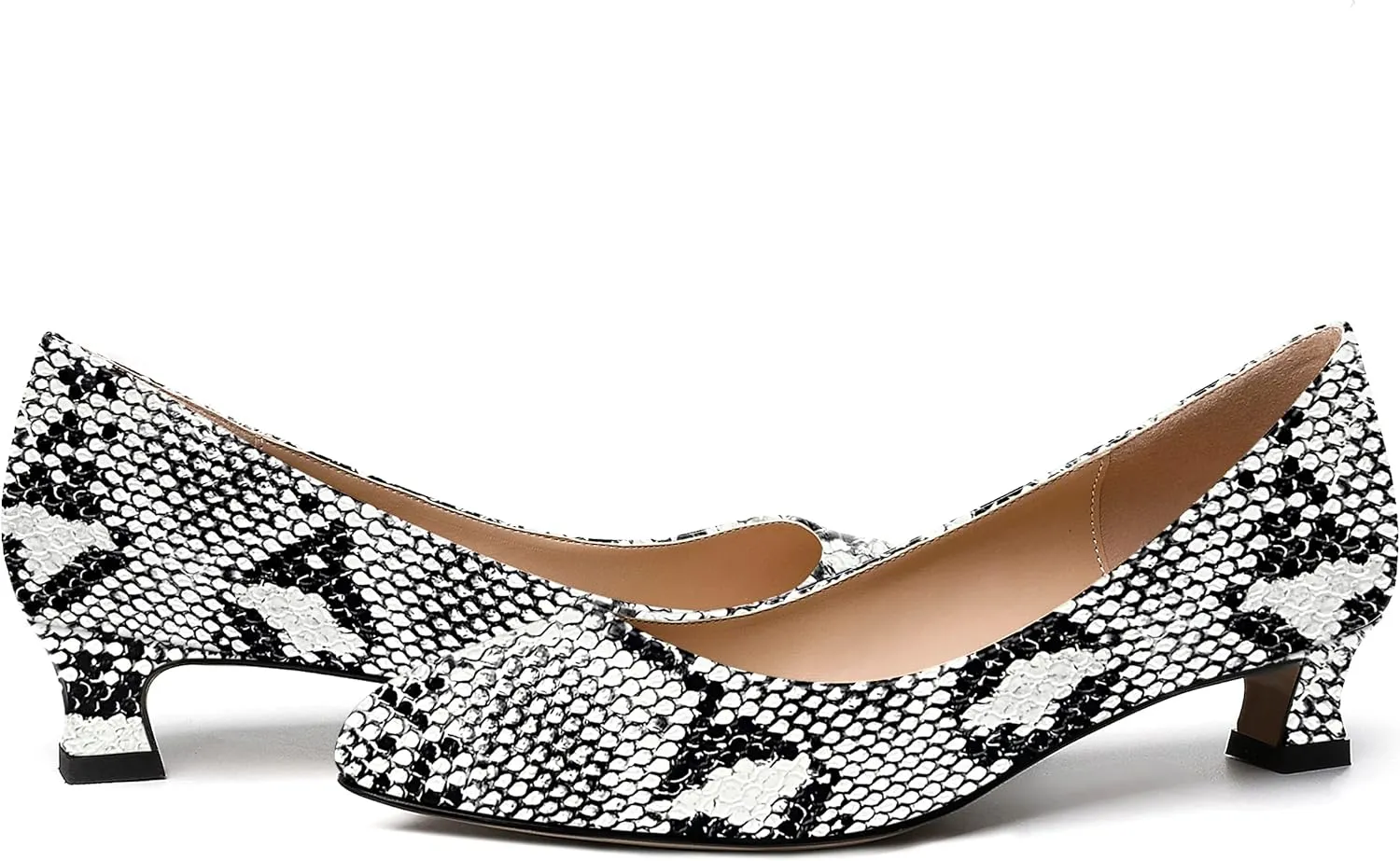 SKYSTERRY Women's Office Kitten Round Toe Slip On Patent Spool Low Heel Pumps Office Dress Shoes 1.5 Inch