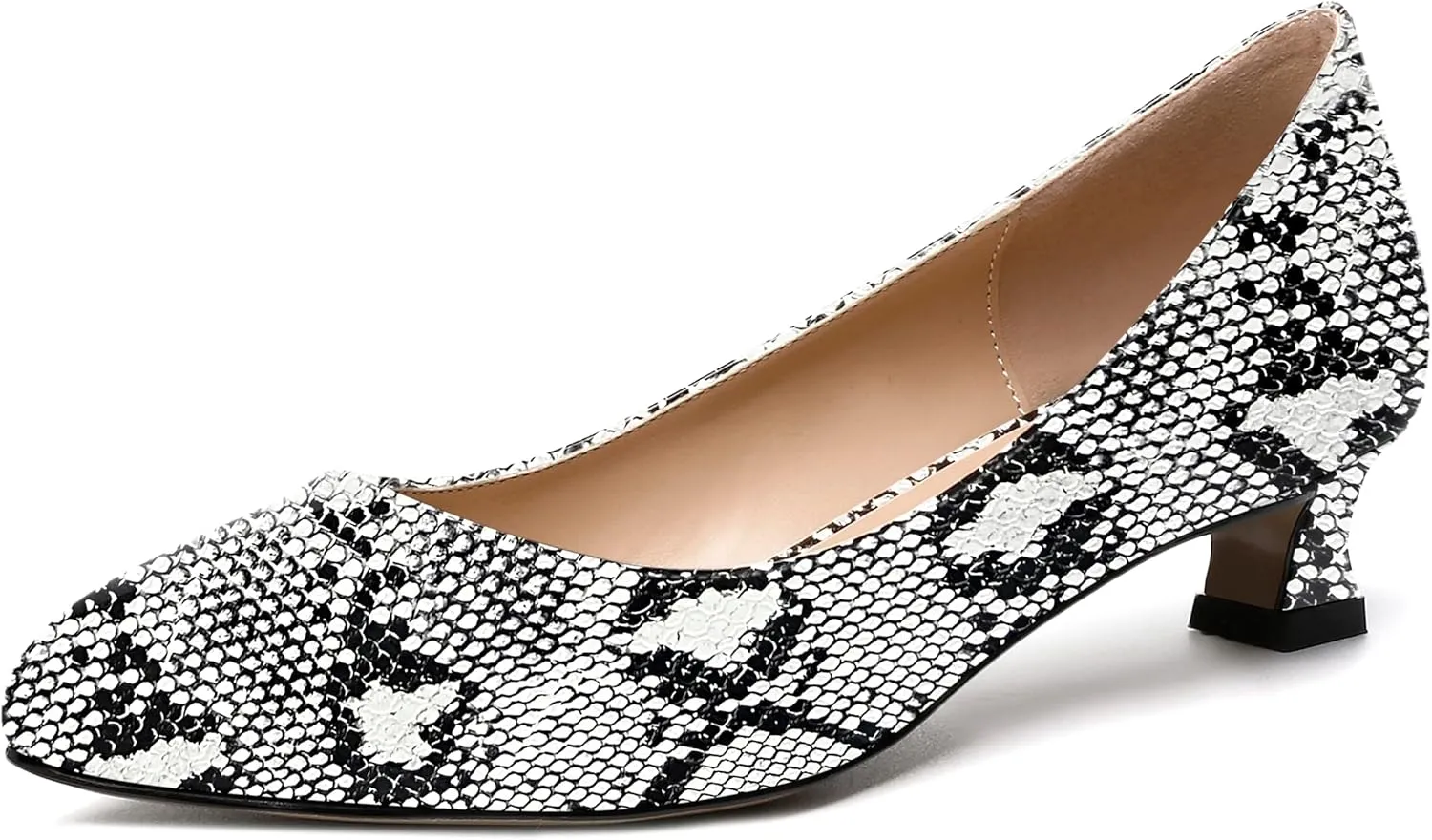 SKYSTERRY Women's Office Kitten Round Toe Slip On Patent Spool Low Heel Pumps Office Dress Shoes 1.5 Inch
