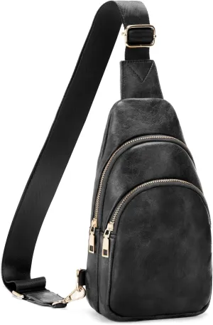 Sling Bag for Women Crossbody Bag Purse Womens Vegan Leather Fanny Pack Chest Bag with Adjustable Strap