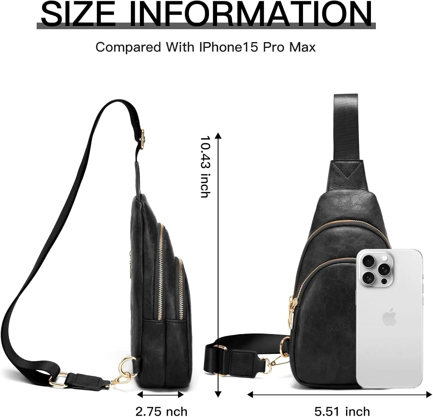Sling Bag for Women Crossbody Bag Purse Womens Vegan Leather Fanny Pack Chest Bag with Adjustable Strap