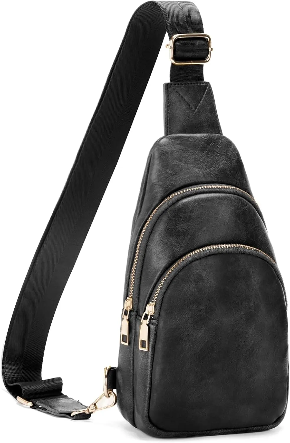 Sling Bag for Women Crossbody Bag Purse Womens Vegan Leather Fanny Pack Chest Bag with Adjustable Strap