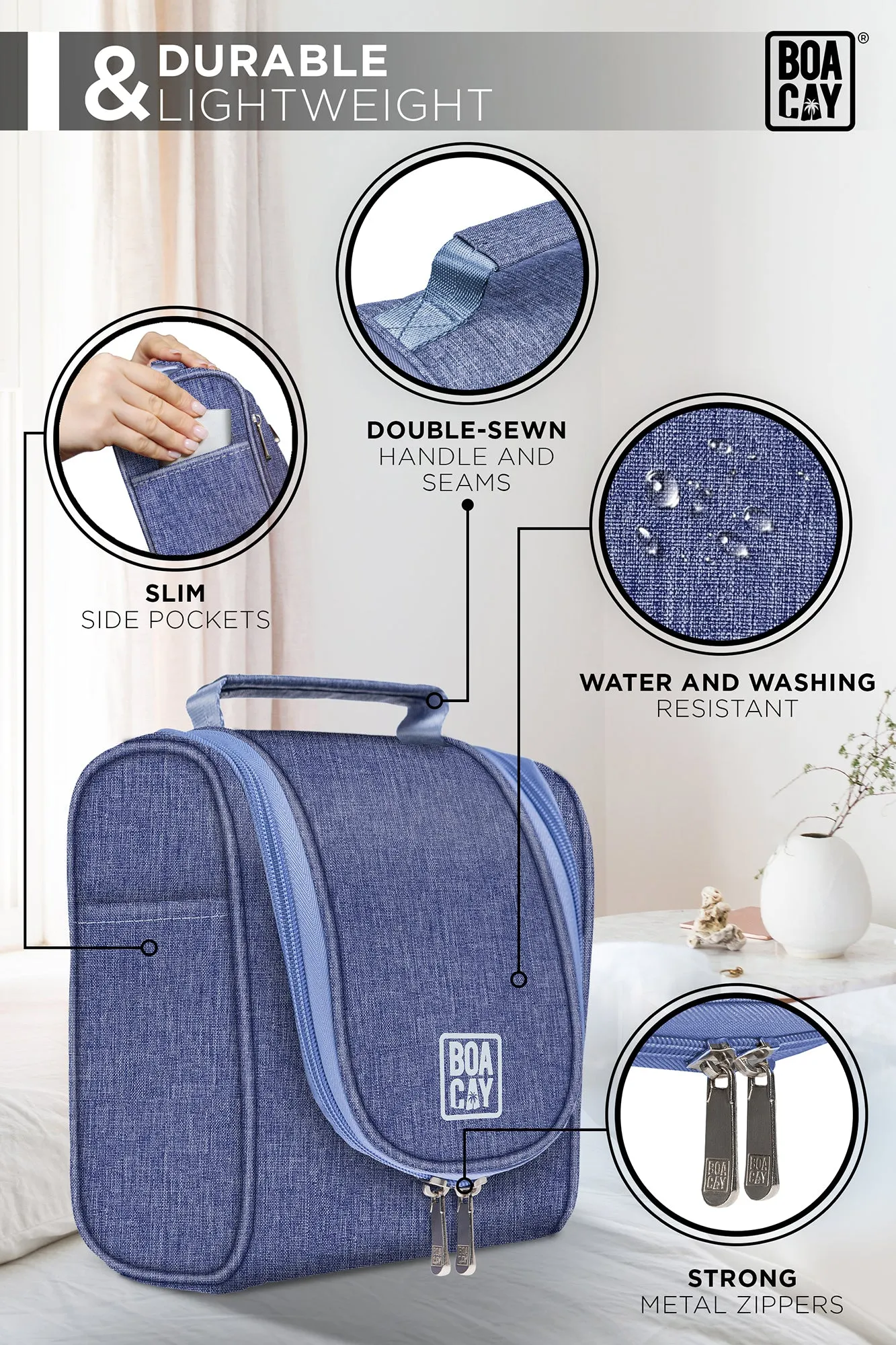 Small Collapsible Hanging Toiletry Bag - Violet Blue
