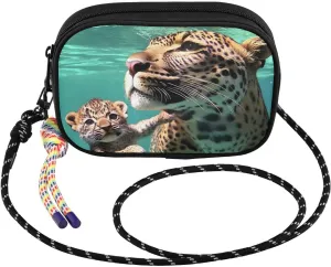 Small Crossbody Bags Cute Leopard Underwater for Women Cell Phone Purses Shoulder Bag Handbag with Adjustable Strap