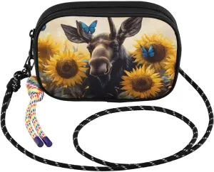 Small Crossbody Bags Elk Sunflower Cute for Women Cell Phone Purses Women's Shoulder Handbag Wallet Purse