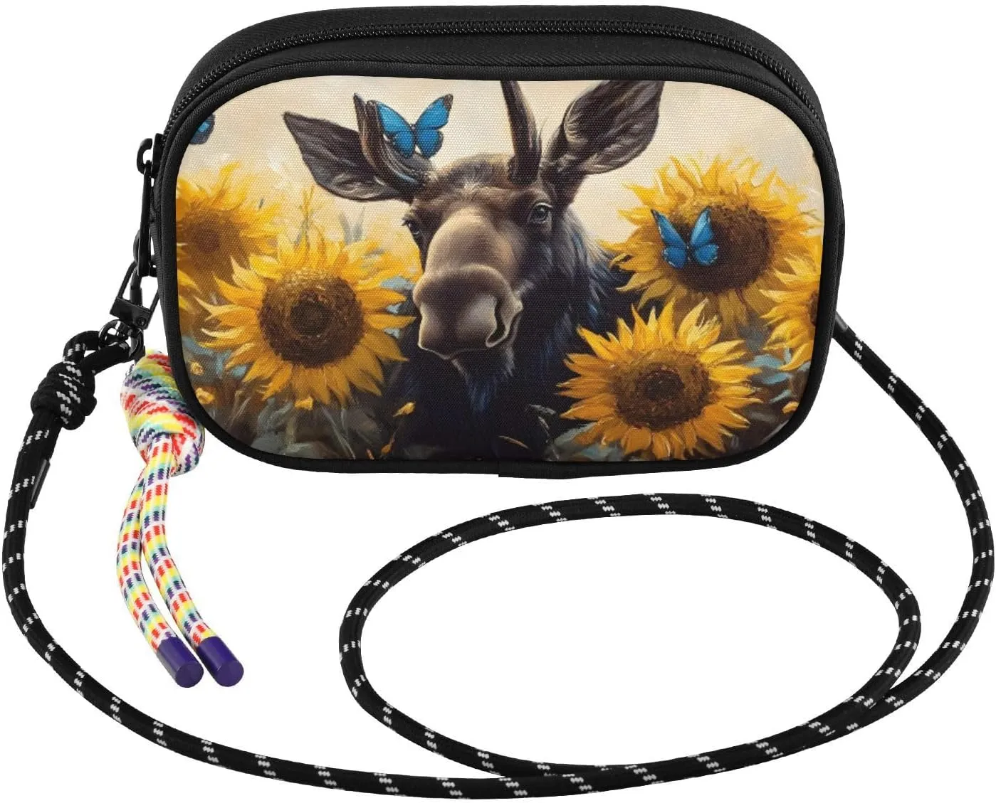Small Crossbody Bags Elk Sunflower Cute for Women Cell Phone Purses Women's Shoulder Handbag Wallet Purse
