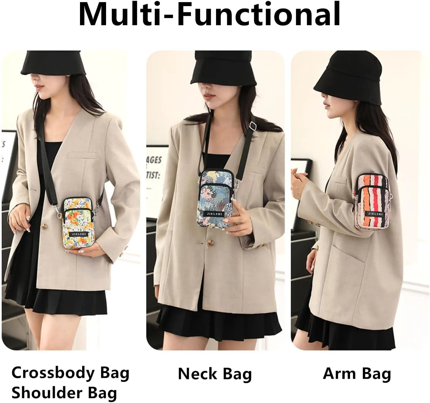 Small Crossbody Bags for Women Shoulder Handbag Arm Bag Waterproof Nylon Travel Phone Purses