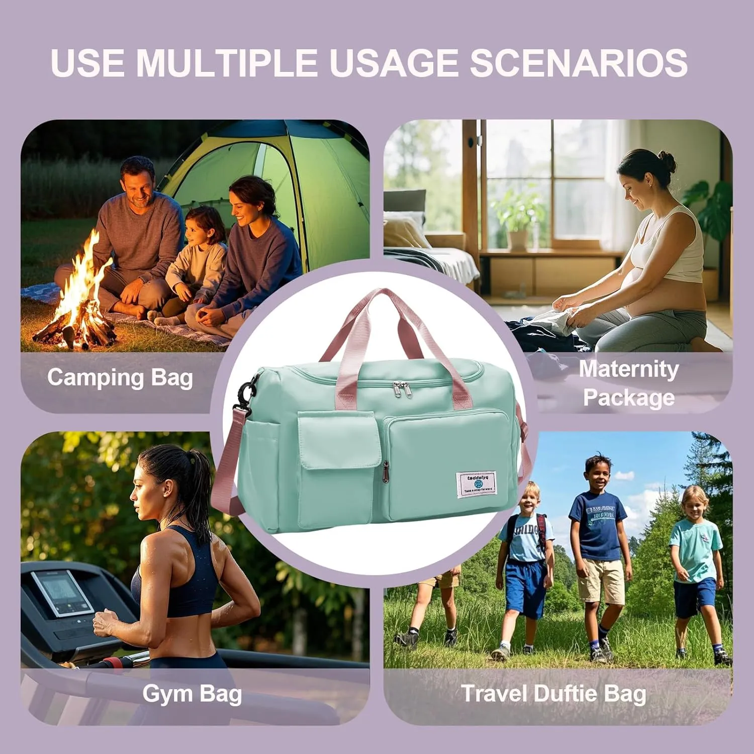 Small Gym Bag for Women Foldable Duffle Bag for Travel Weekender Ideal for Gym, Travel and More