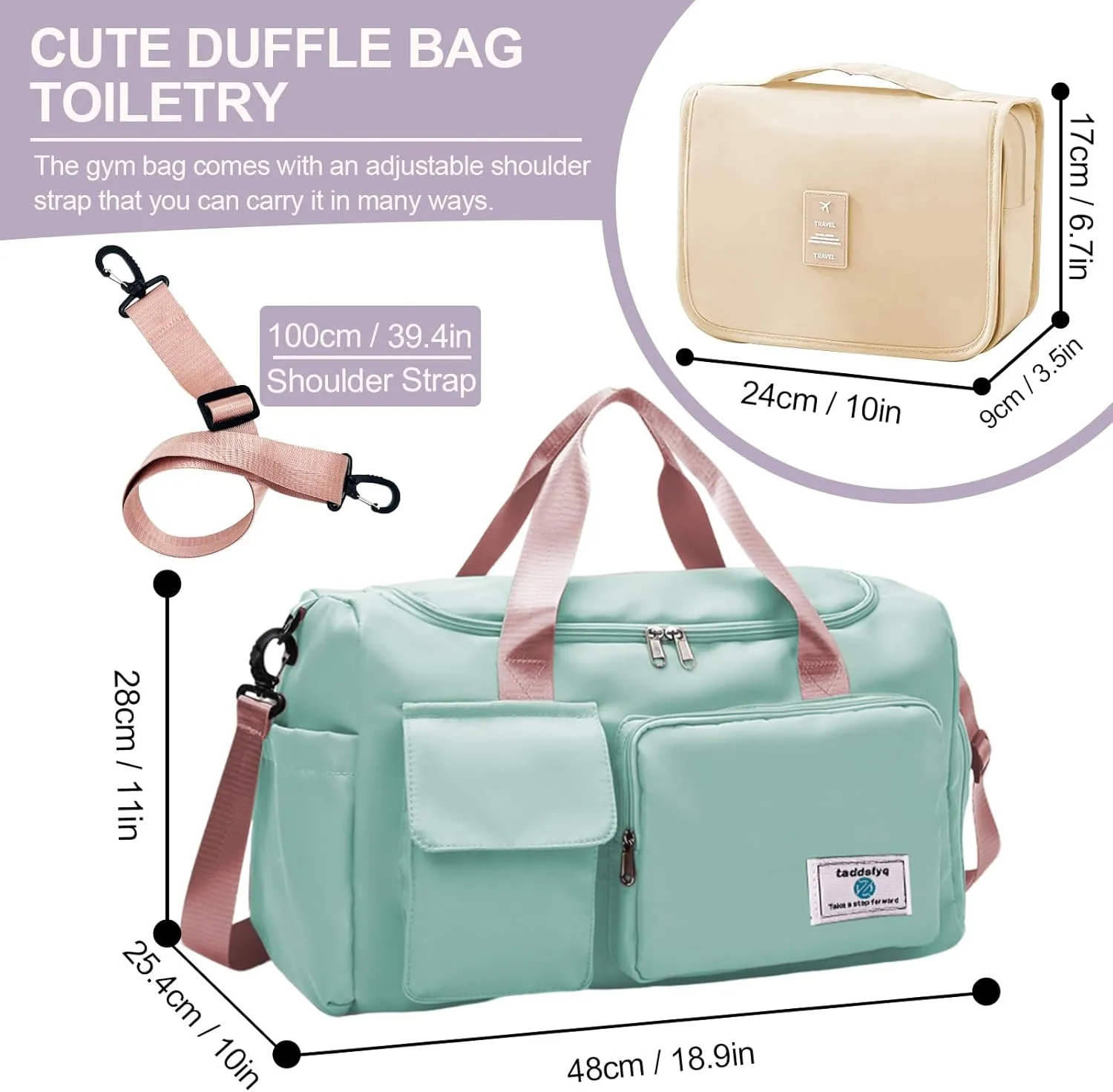 Small Gym Bag for Women Foldable Duffle Bag for Travel Weekender Ideal for Gym, Travel and More