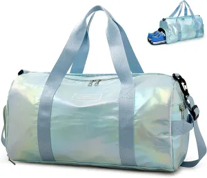 Small Gym Bag for Women with Shoes Compartment and Wet Pocket, Duffle Bag for Travel, Gifts for Daughter (Blue)