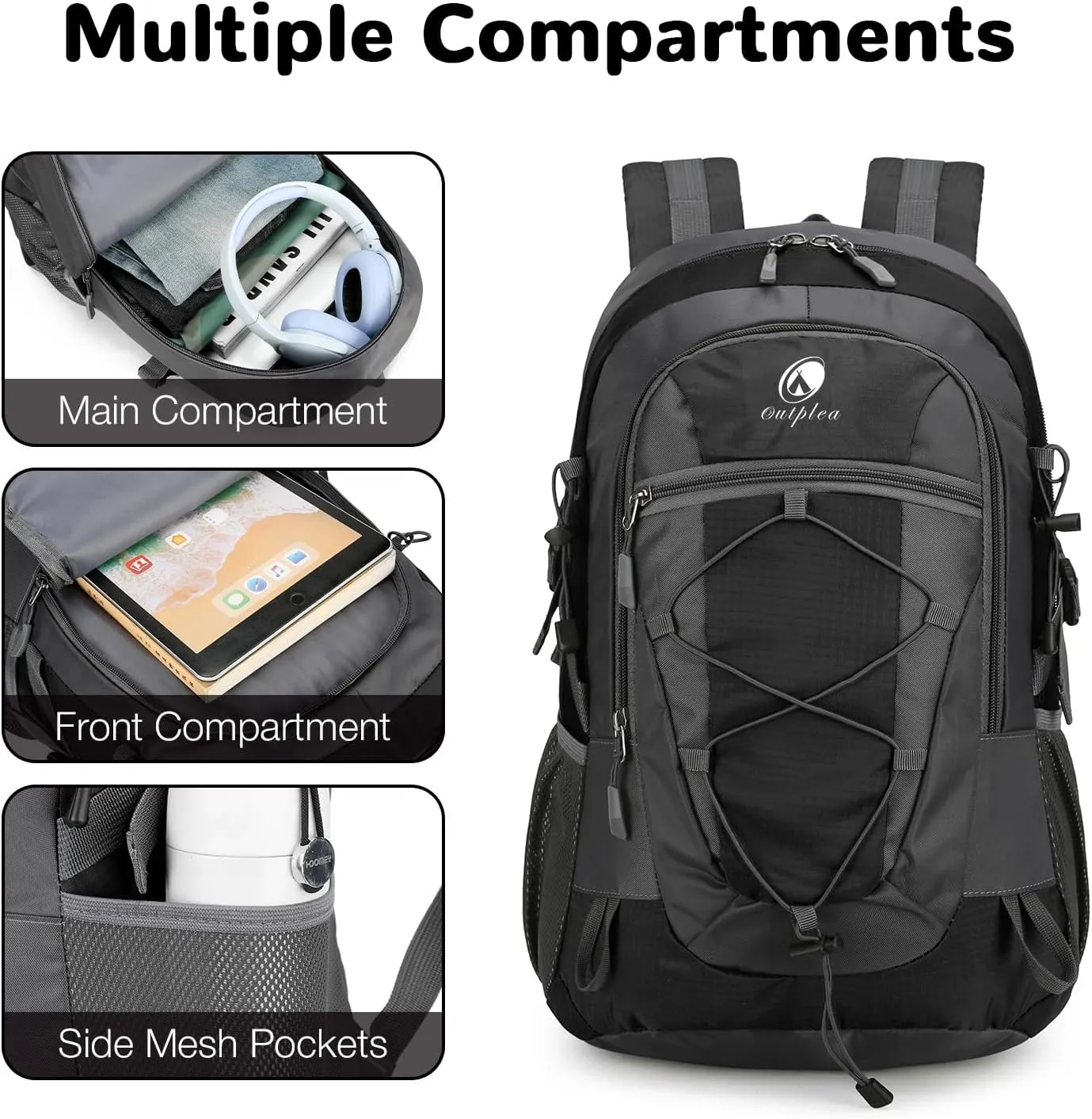 Small Hiking Backpack, 25L Hiking Bag, Lightweight Backpack, Waterproof Day Pack, Outdoor Daypack for Men Women, Black