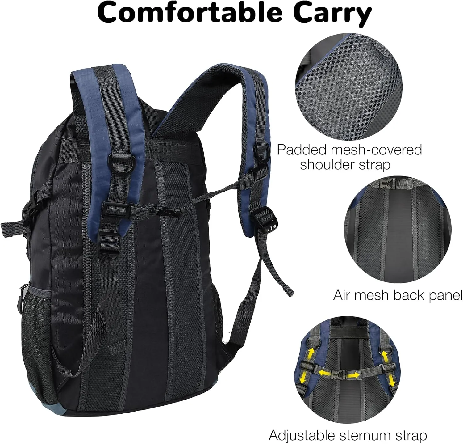 Small Hiking Backpack, 25L Hiking Bag, Lightweight Backpack, Waterproof Day Pack, Outdoor Daypack for Men Women, Blue