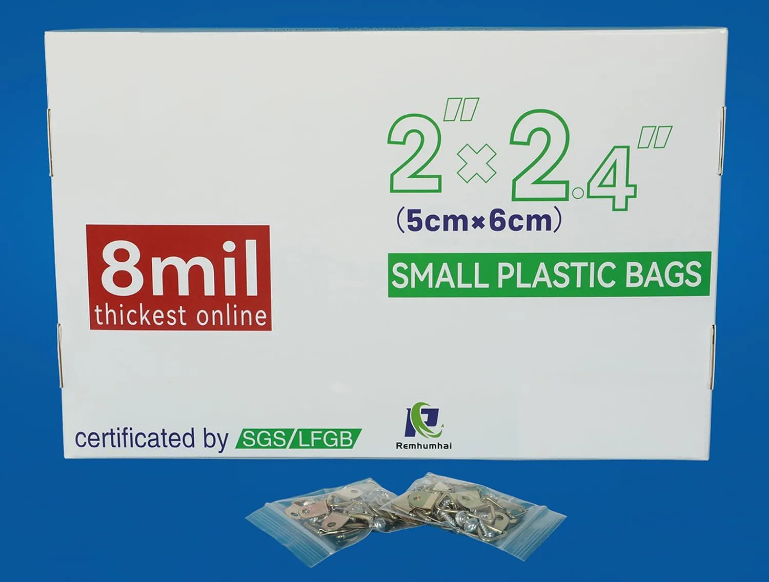 Small Mini Plastic Bags for Jewelry, Pill, Snack, Coin, Earring, Small Business, Thick, Transparent, 8mil(two sides together), 2"×2.4", 1000PCS