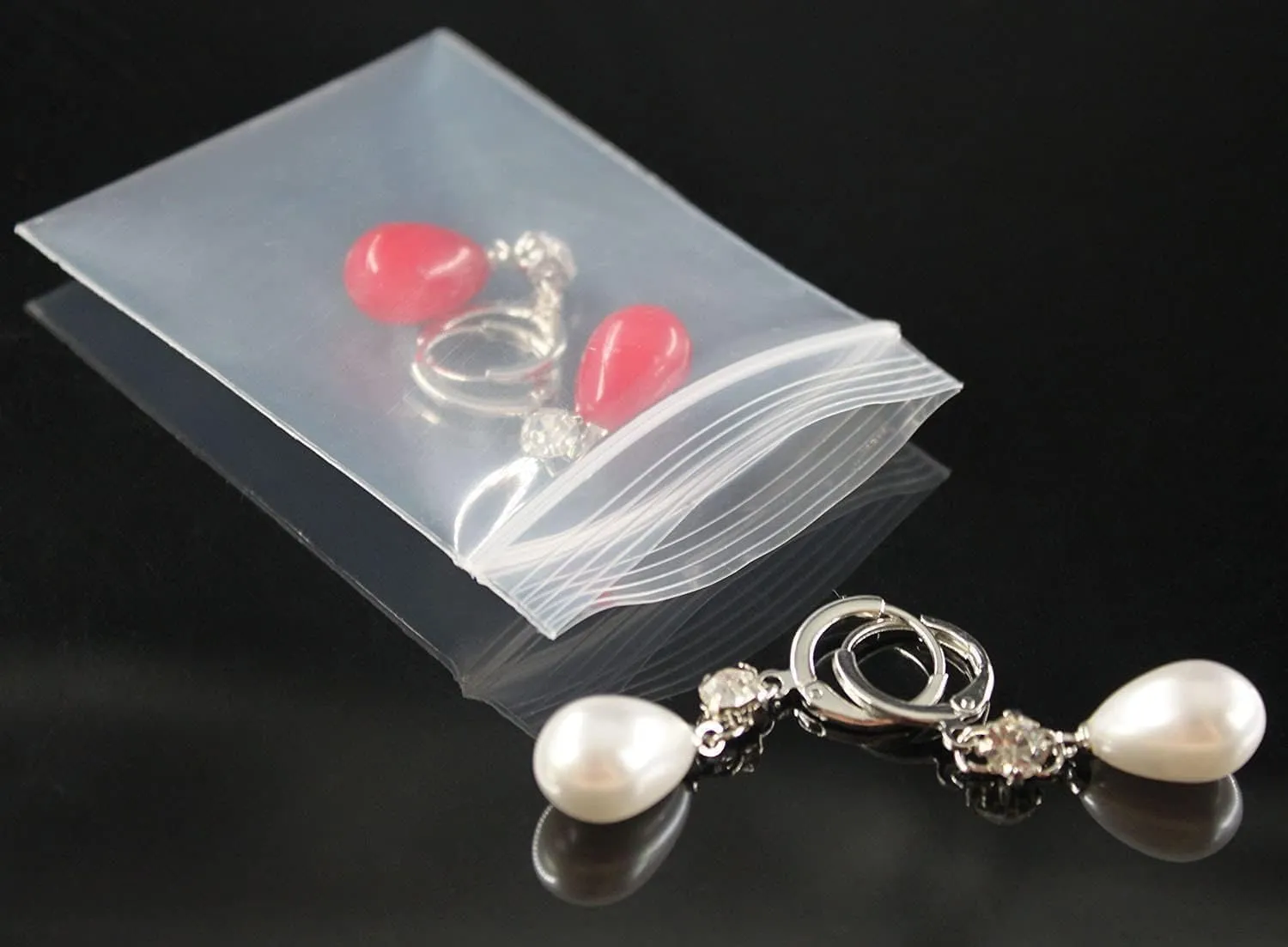 Small Mini Plastic Bags for Jewelry, Pill, Snack, Coin, Earring, Small Business, Thick, Transparent, 8mil(two sides together), 2"×2.4", 1000PCS