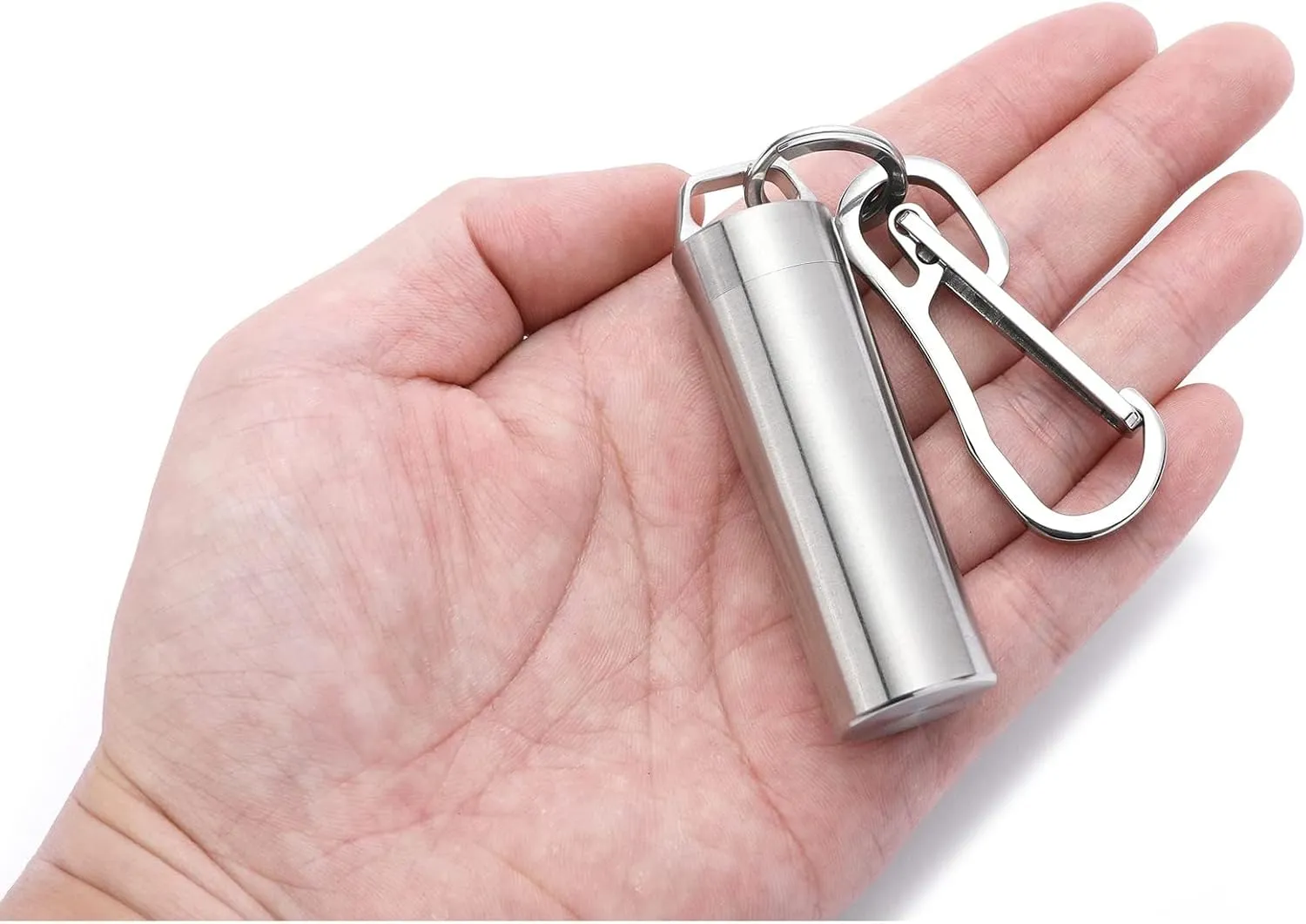 Small Pill Case, Portable Metal Pill Holder Keychain Waterproof Pill Box Container Mini Stainless Steel Pill Organizer for Travel Purse Pocket