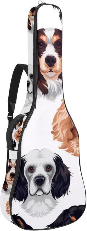 Small Puppy Dogs Acoustic Guitar Gig Bag, 1 cm Thick Padding Waterproof Guitar Case Backpack with Dual Adjustable Shoulder Strap for 40-42 Inch Guitar