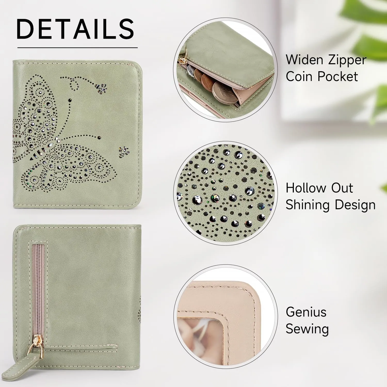 Small RFID Wallet Women Ultra Thin Slim Womens Wallet Mini Compact Bifold Pocket Ladies Wallets for Women GREEN