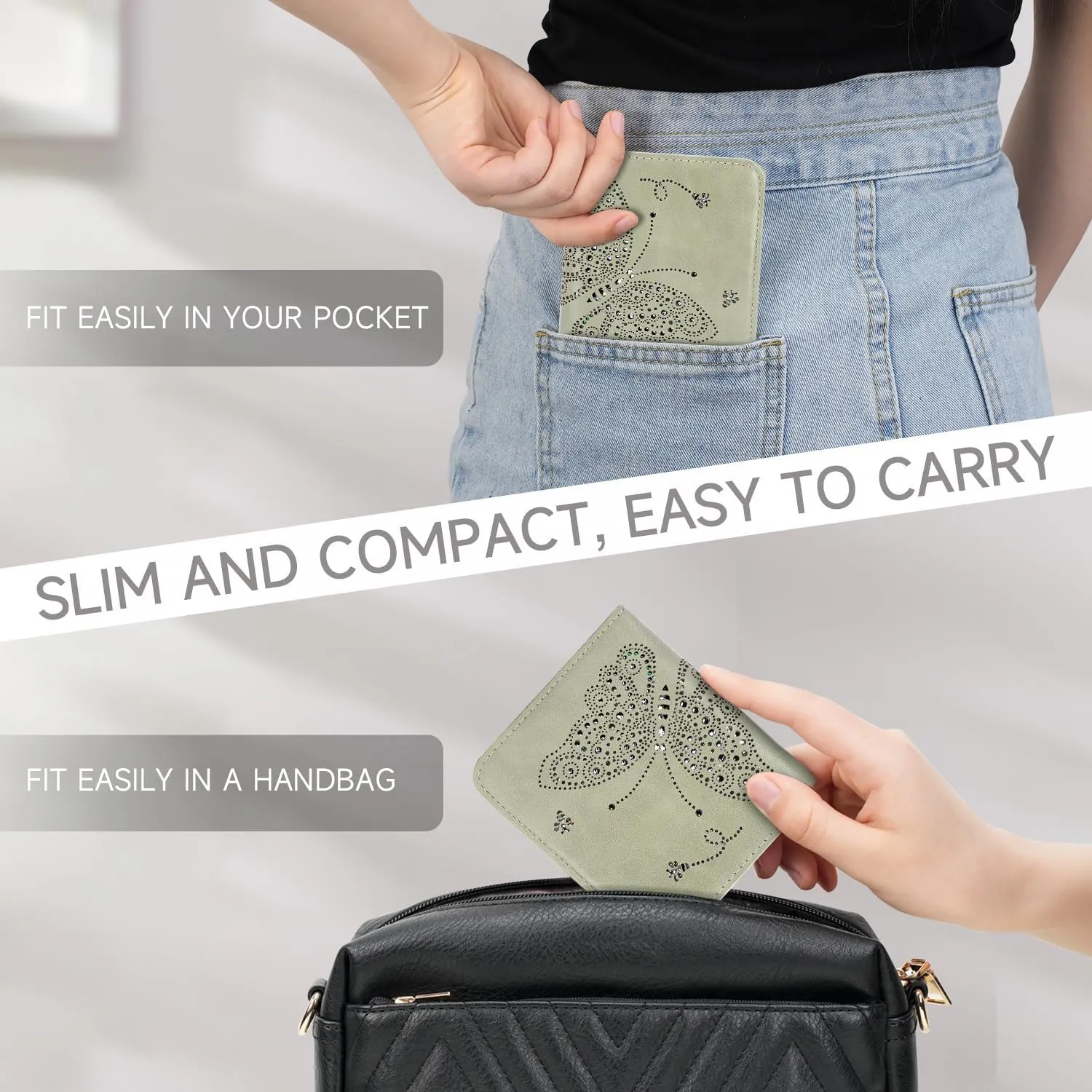 Small RFID Wallet Women Ultra Thin Slim Womens Wallet Mini Compact Bifold Pocket Ladies Wallets for Women GREEN