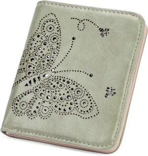 Small RFID Wallet Women Ultra Thin Slim Womens Wallet Mini Compact Bifold Pocket Ladies Wallets for Women GREEN