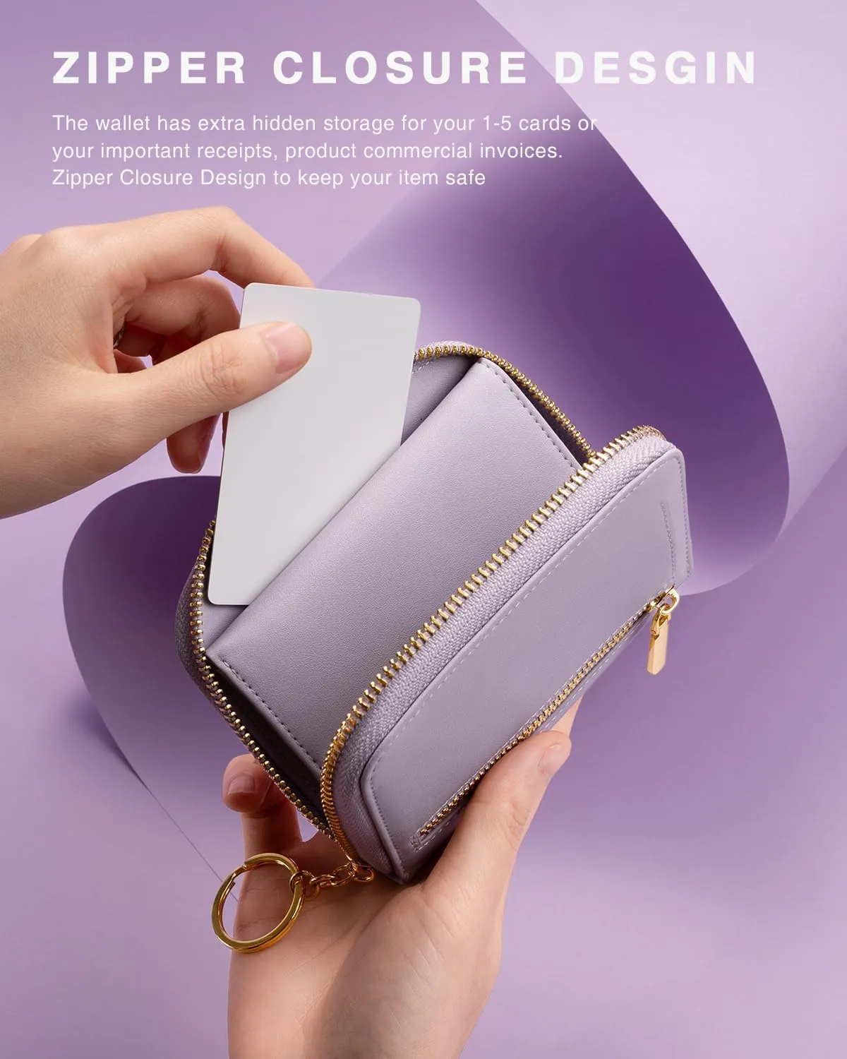 Small Wallet For Women RFID Blocking With Zipper Around Case Trifold Compact Leather Card Purse with Coin Pocket Lilac