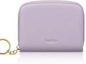 Small Wallet For Women RFID Blocking With Zipper Around Case Trifold Compact Leather Card Purse with Coin Pocket Lilac