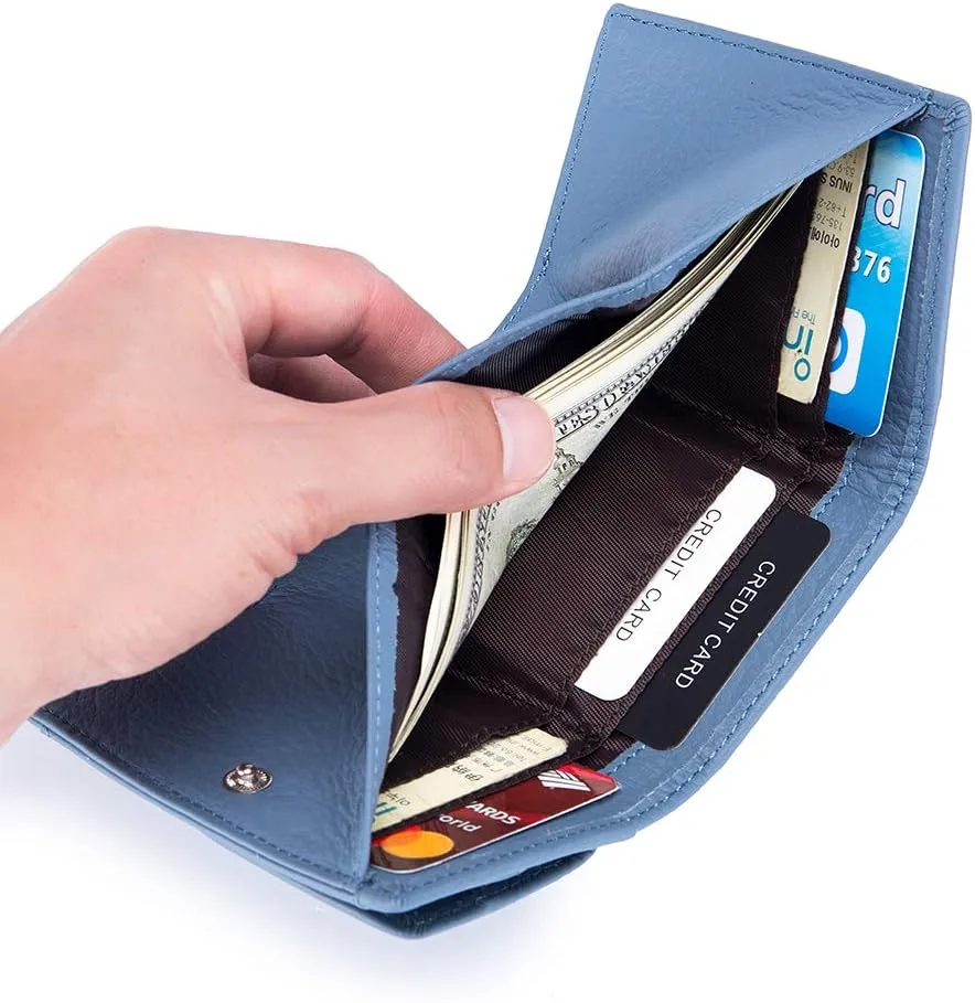 Small Wallet For Women RFID Leather Compact Card Wallets Womens Thin Front Pocket Purse(Dark Green)