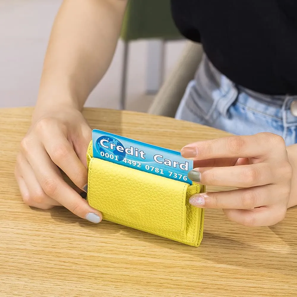Small Wallet For Women RFID Leather Compact Card Wallets Womens Thin Front Pocket Purse(Dark Green)