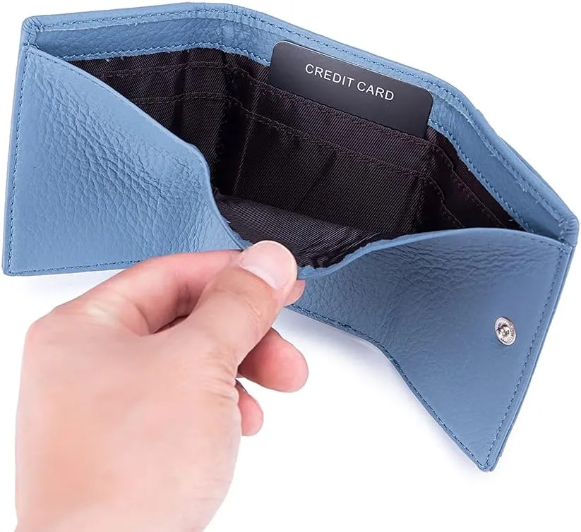 Small Wallet For Women RFID Leather Compact Card Wallets Womens Thin Front Pocket Purse(Dark Green)