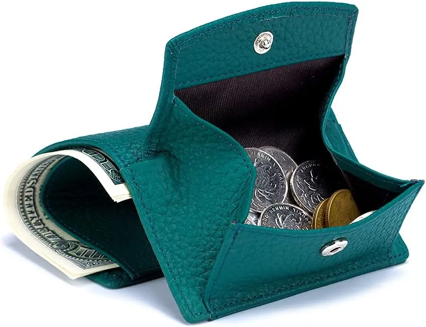 Small Wallet For Women RFID Leather Compact Card Wallets Womens Thin Front Pocket Purse(Dark Green)