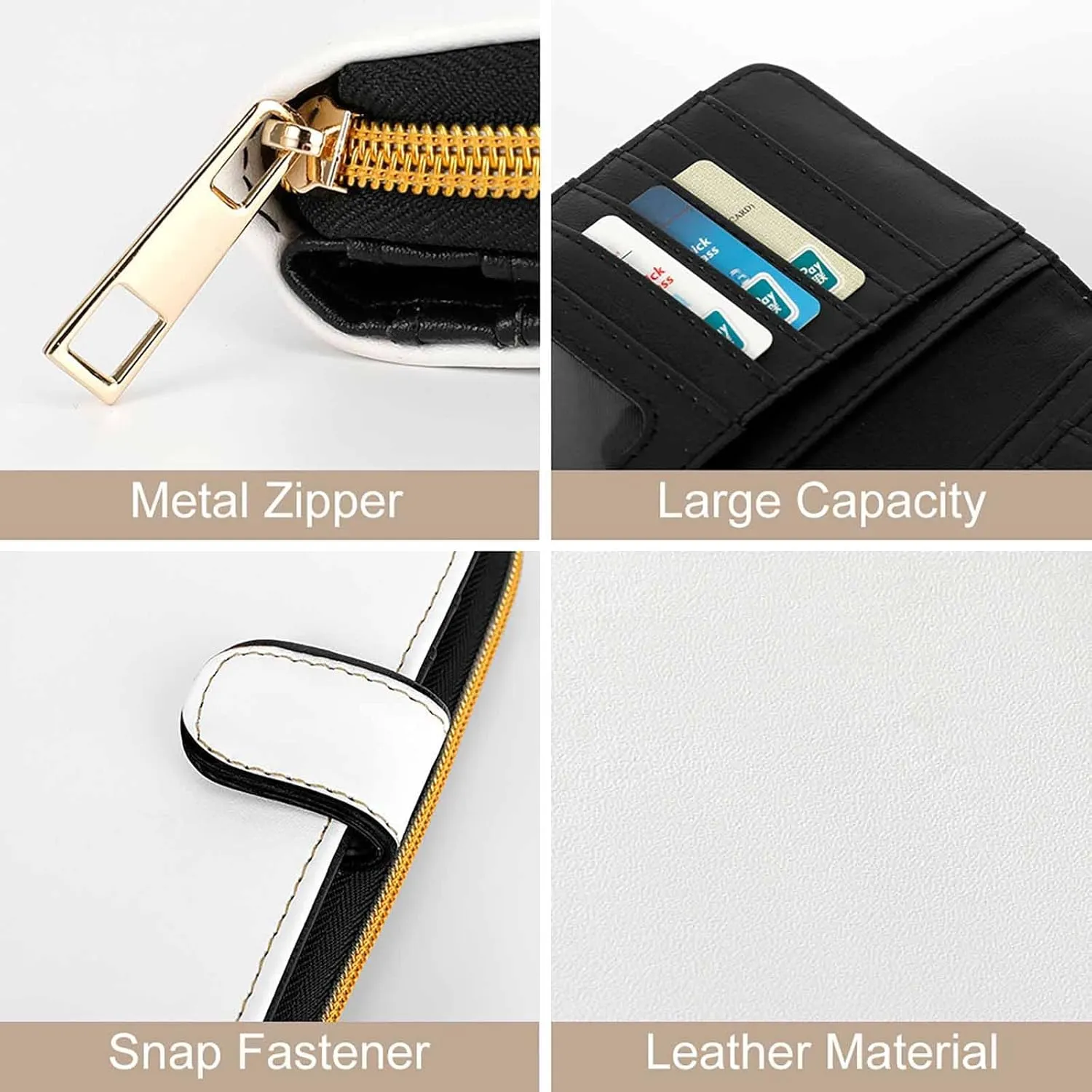 Soft Clutch PU Leather Wallet with 12 Card Slots, Zipper Card Case Holder Purse