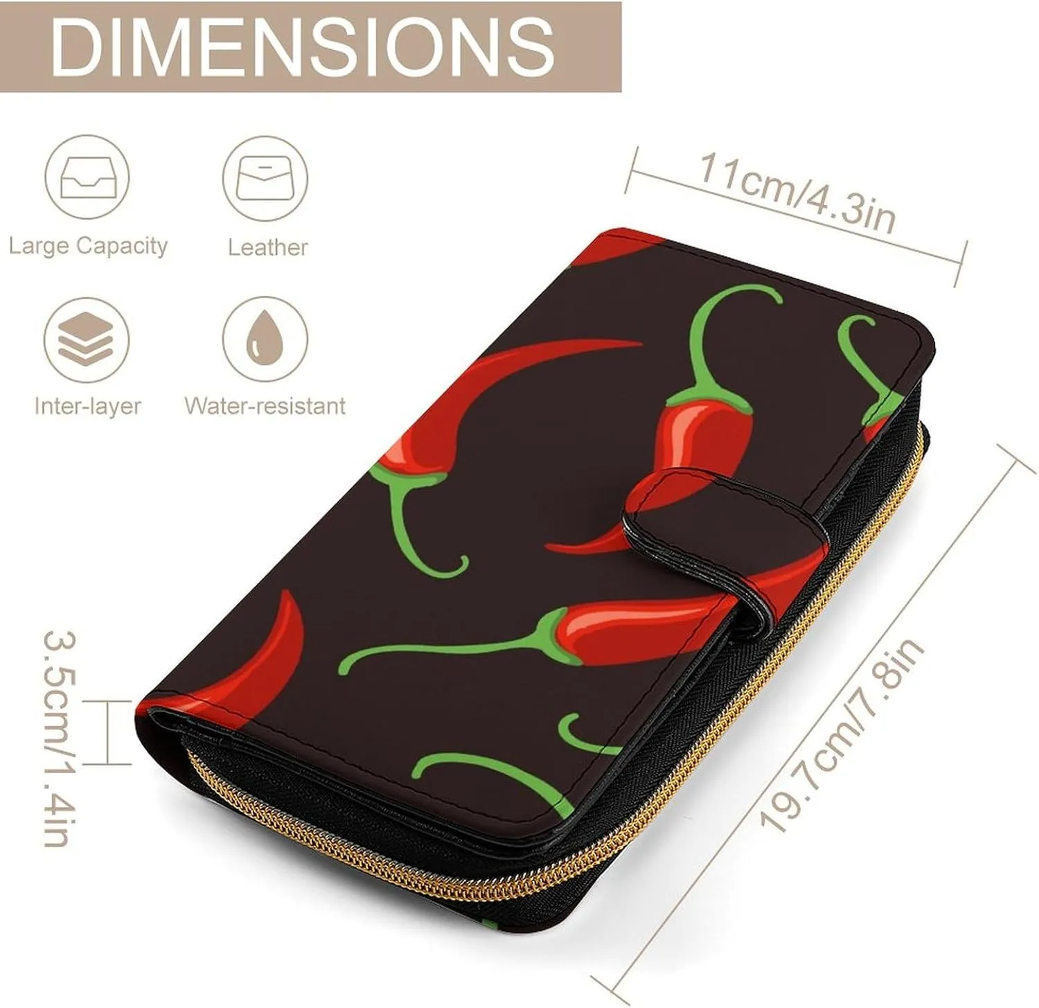 Soft Clutch PU Leather Wallet with 12 Card Slots, Zipper Card Case Holder Purse