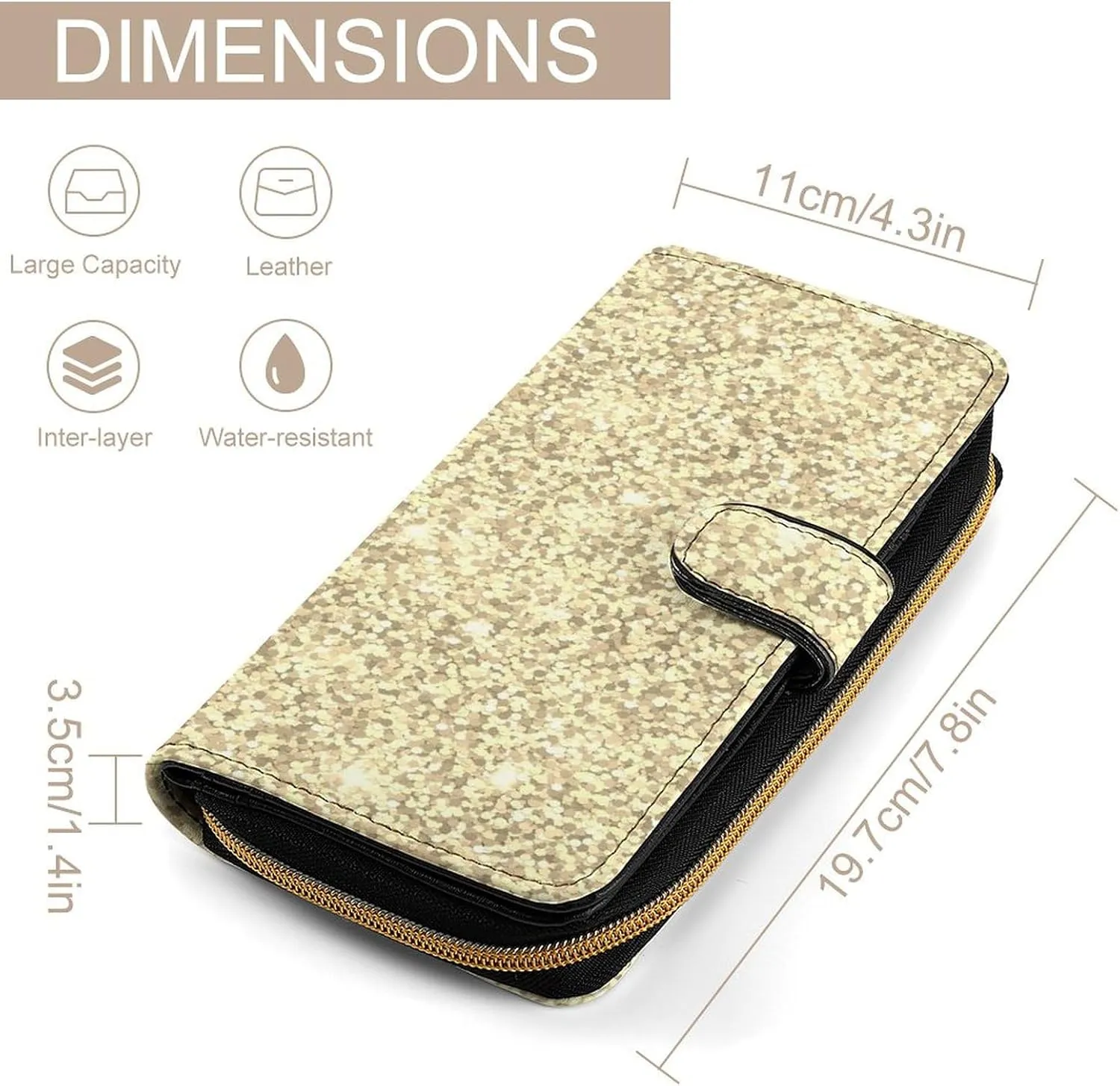 Soft Clutch PU Leather Wallet with 12 Card Slots, Zipper Card Case Holder Purse