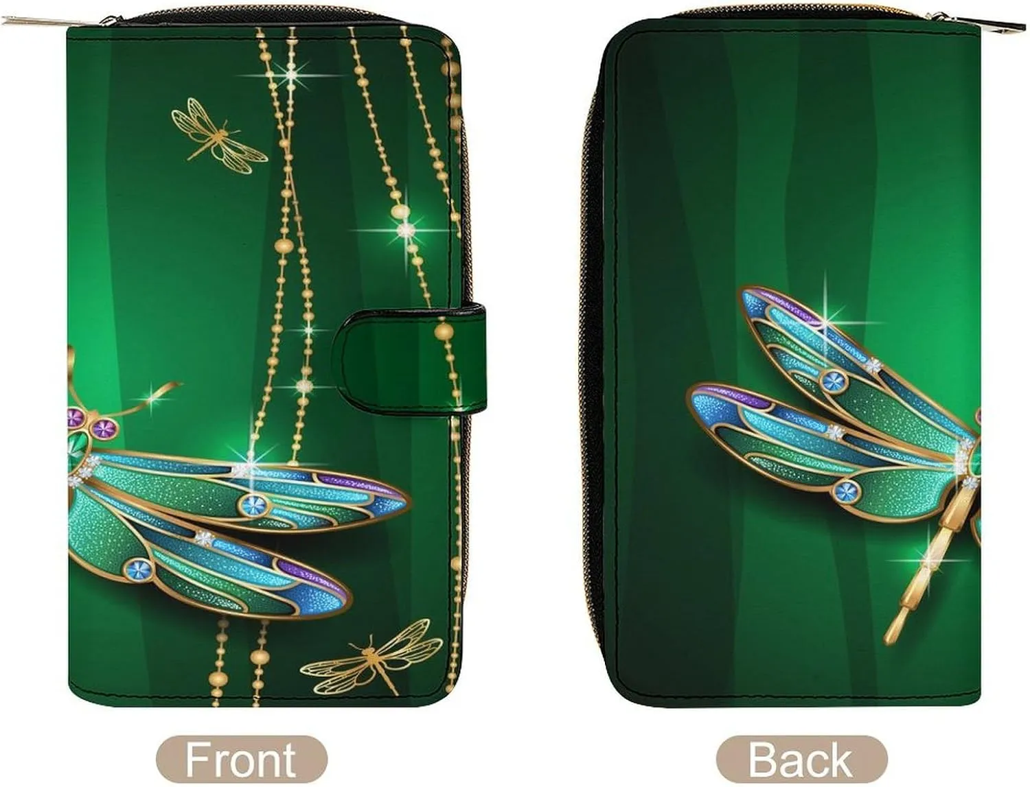 Soft Clutch PU Leather Wallet with 12 Card Slots, Zipper Card Case Holder Purse