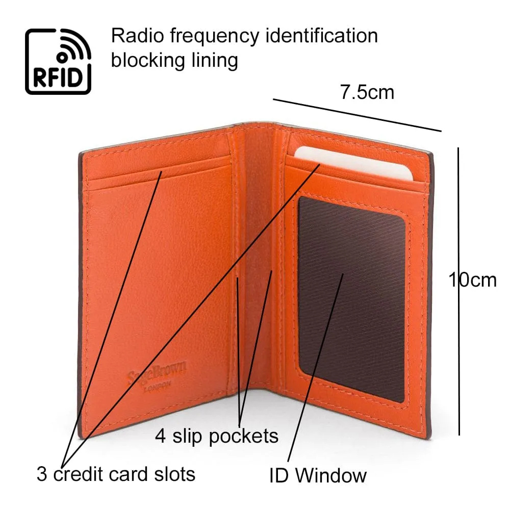 Soft Leather Credit Card Case, RFID Protection - Orange
