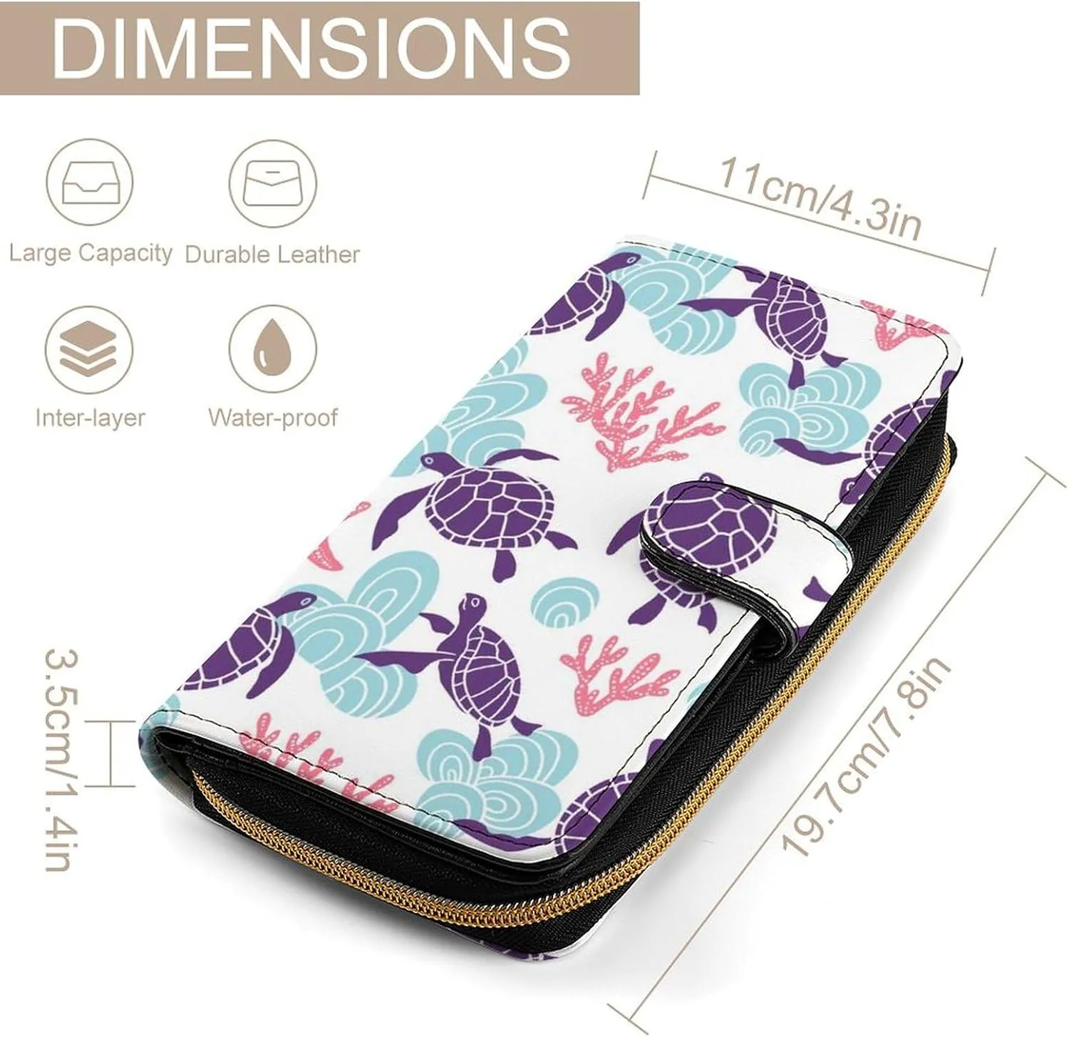 Soft Zipper Wallet with 12 Card Slots, Clutch PU Leather Card Case Holder Purse