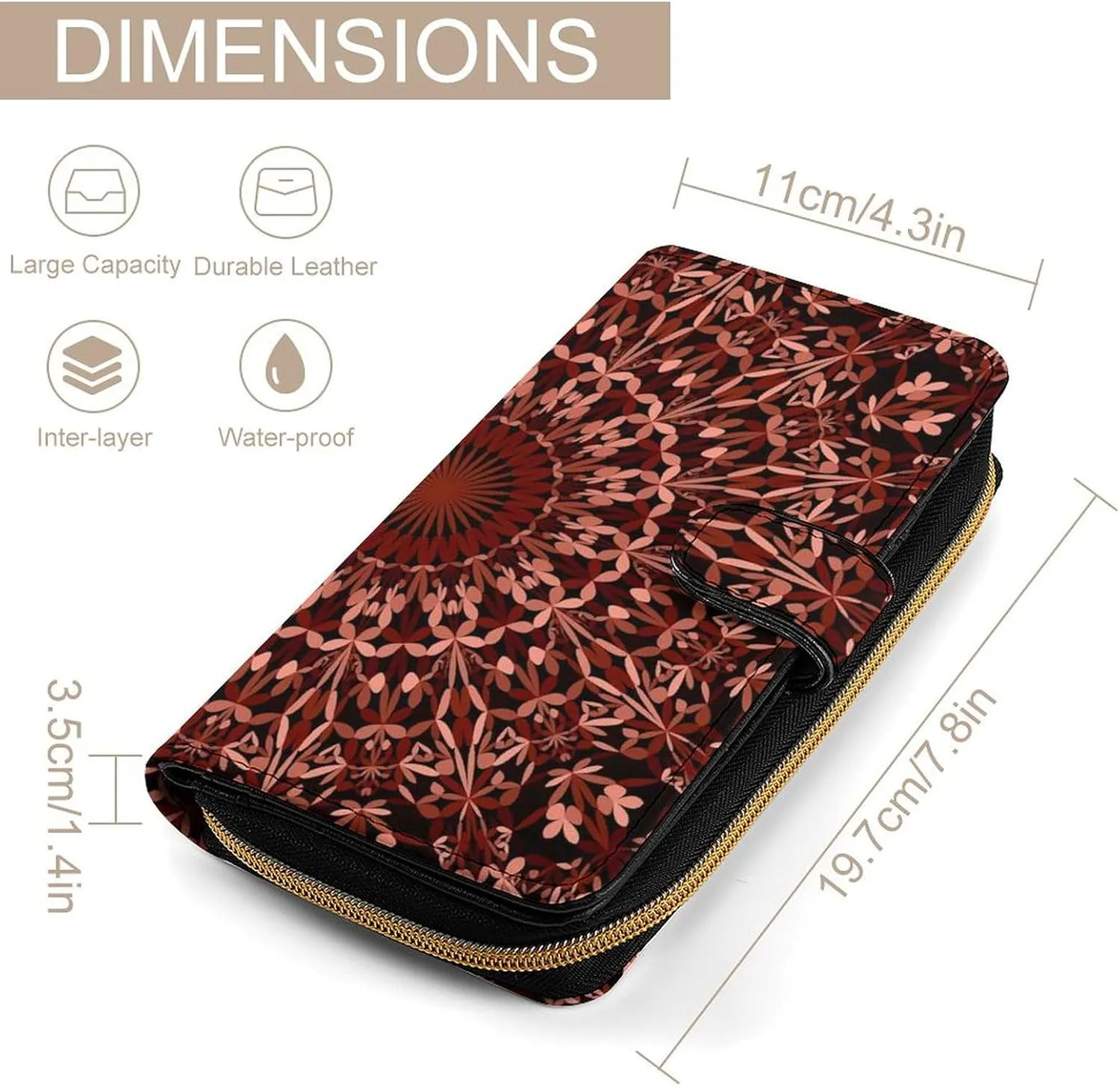 Soft Zipper Wallet with 12 Card Slots, Clutch PU Leather Card Case Holder Purse