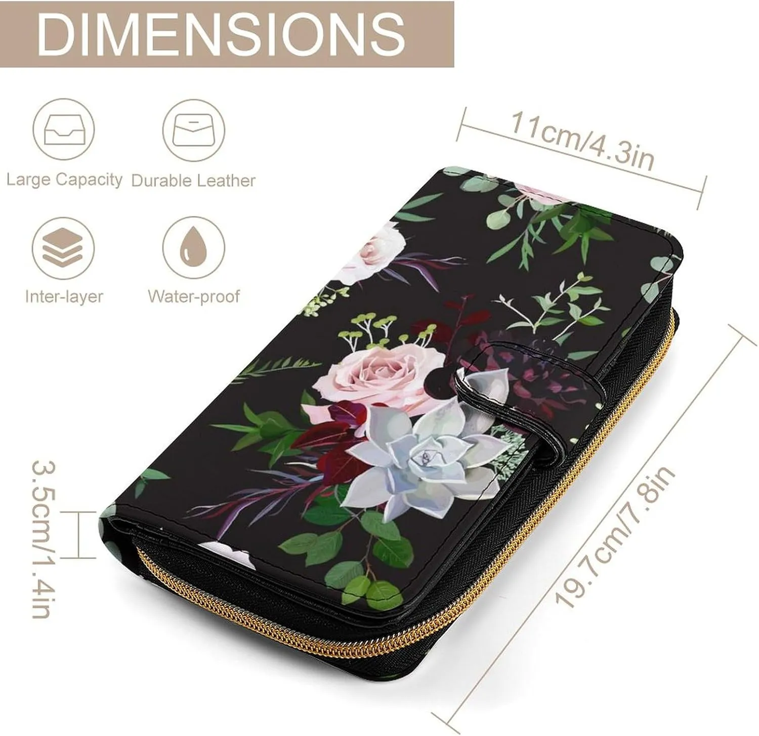 Soft Zipper Wallet with 12 Card Slots, Clutch PU Leather Card Case Holder Purse