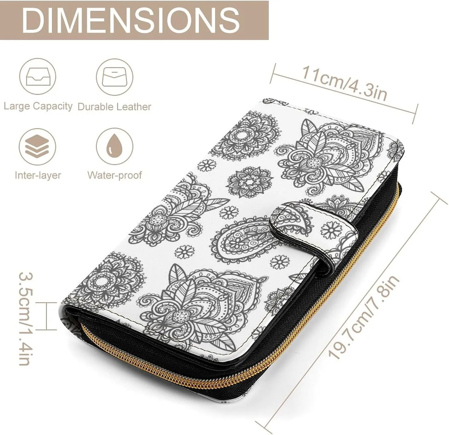 Soft Zipper Wallet with 12 Card Slots, Clutch PU Leather Card Case Holder Purse