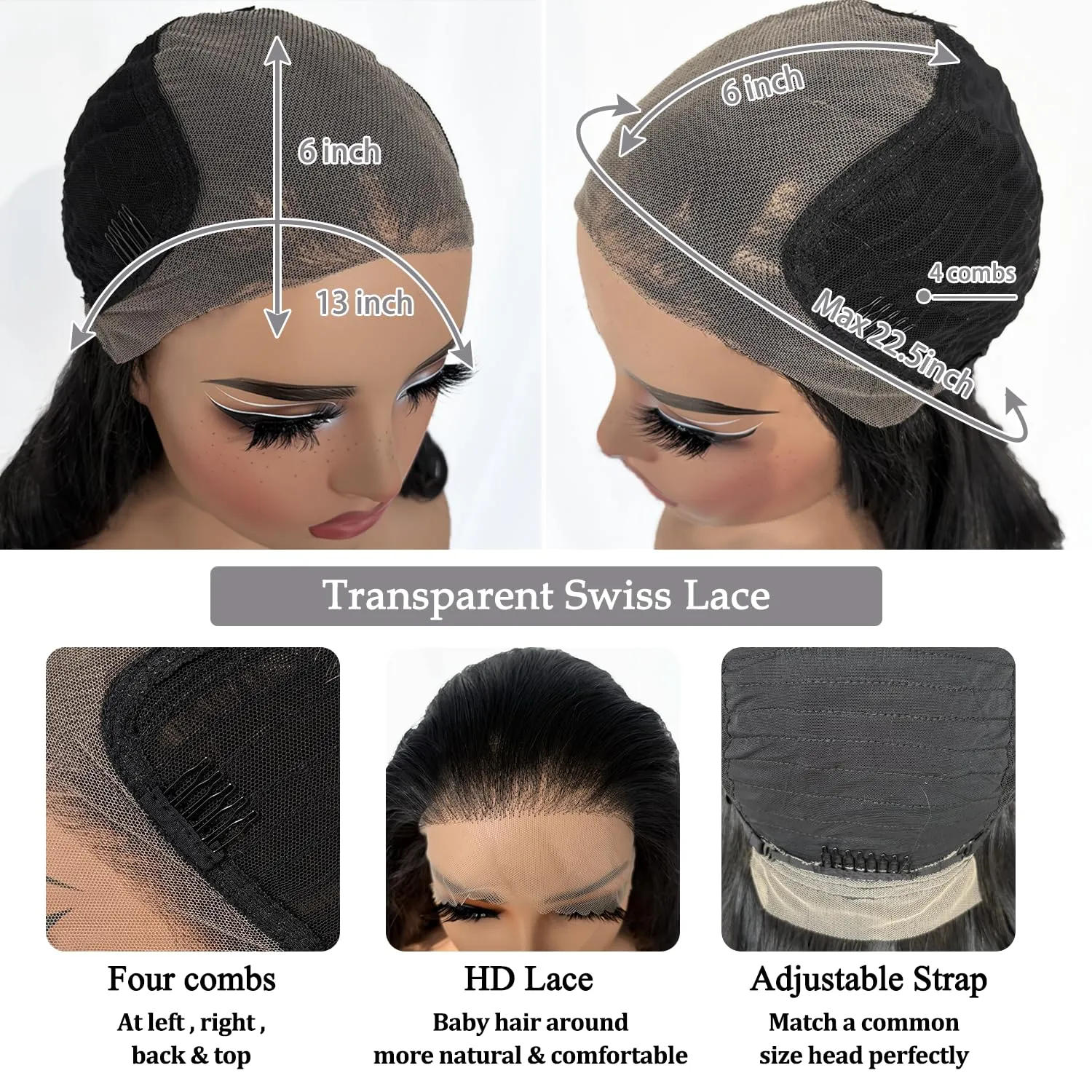 SOKU 13X6 Body Wave Lace Front Wigs Pre Layered, 18 Inch Short Wavy Glueless Wigs Pre Plucked, Natural Black Synthetic Lace Front Wigs for Women, Ready to Wear with Tiny Knots