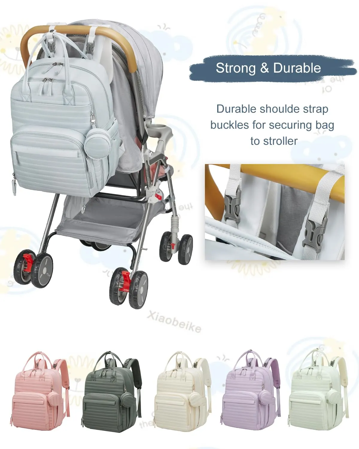 Somago Baby Diaper Backpack Multifunction Travel Essentials Baby Bag backpack for Baby Boys Girls with Changing pad Stroller Straps Pacifier Case Insulated Pockets(Bluish Grey)