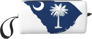 South Carolina Flag Map print Large Capacity Travel Makeup Case Organizer Makeup Bag Portable Cosmetic Bag For Women