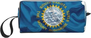 South Dakota Flag Map print Large Capacity Travel Makeup Case Organizer Makeup Bag Portable Cosmetic Bag For Women