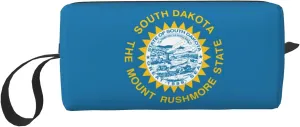 South Dakota Flag print Large Capacity Travel Makeup Case Organizer Makeup Bag Portable Cosmetic Bag For Women