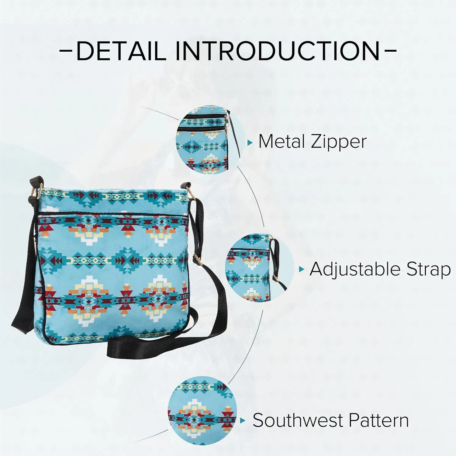 Southwest Crossbody Bag, Shoulder Purse, Lightweight Satchel, Handbags For Women With Adjustable Strap