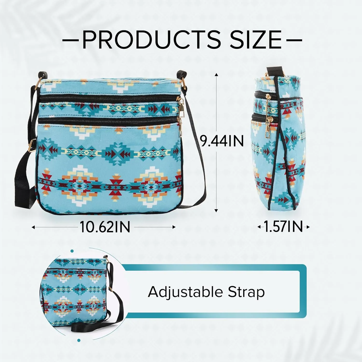 Southwest Crossbody Bag, Shoulder Purse, Lightweight Satchel, Handbags For Women With Adjustable Strap