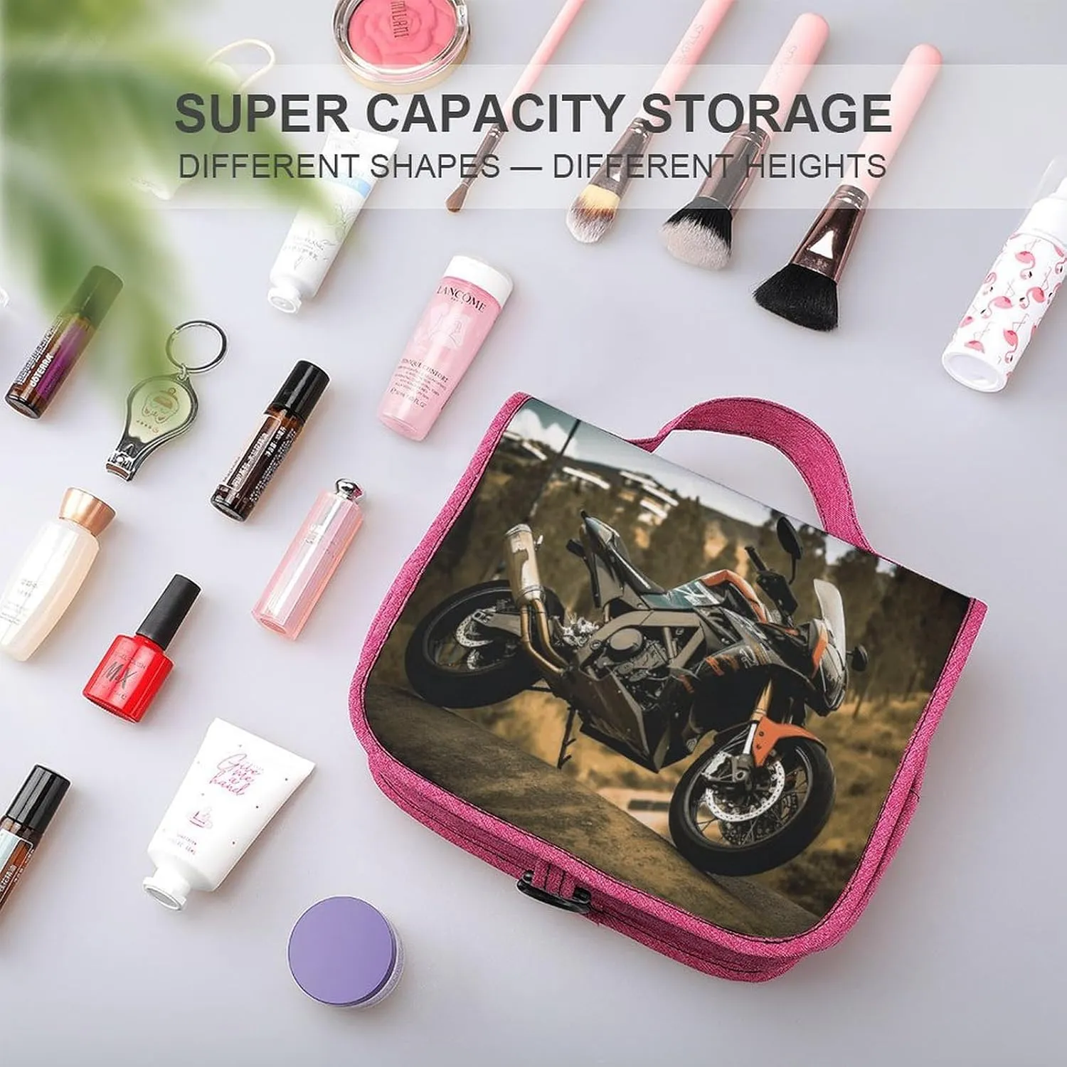 Sport Motorcycle Travel Toiletry Bag for Women,Hanging Toiletry Organizer with Hook, Makeup Bag Travel Organizer for Shampoo,Toiletriesl