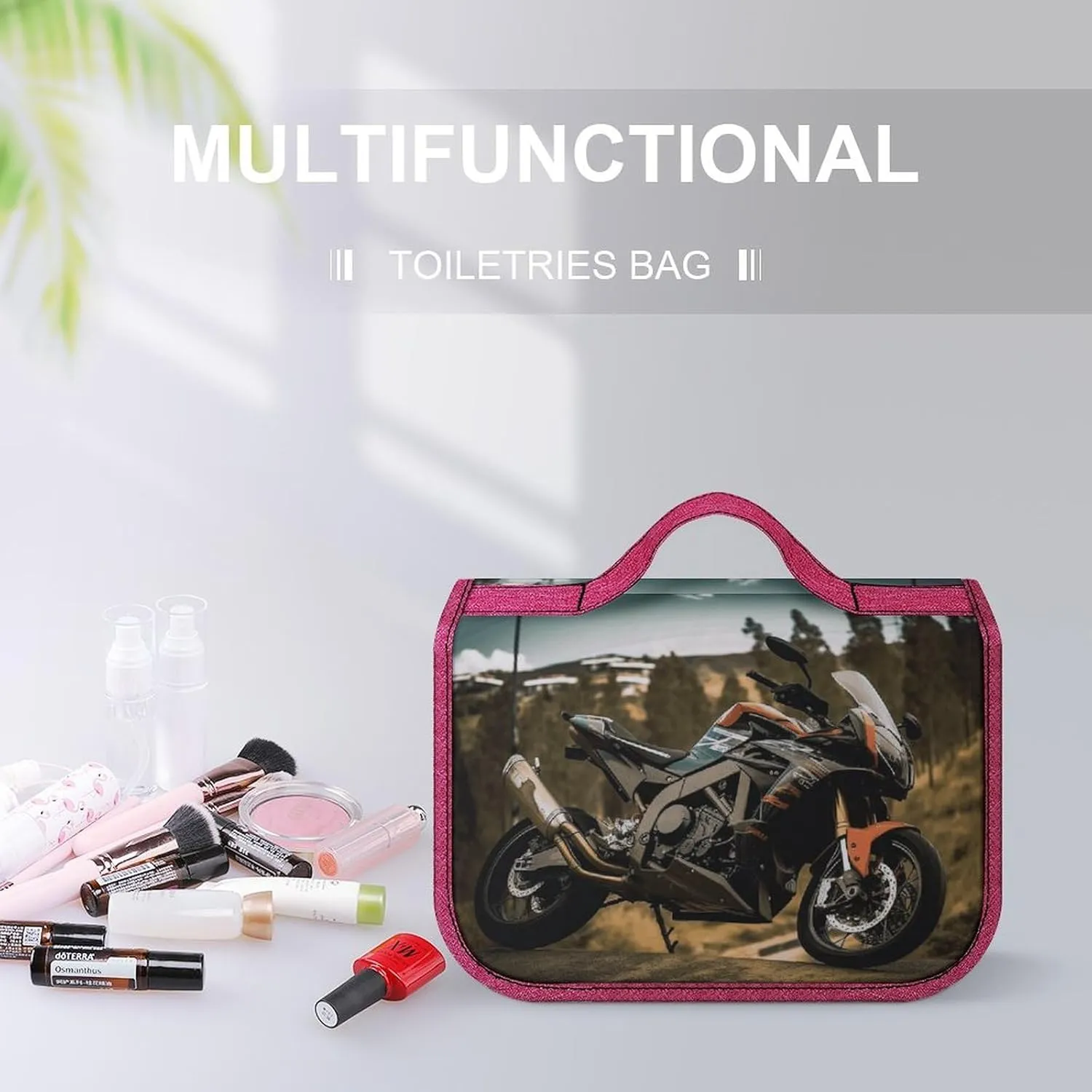Sport Motorcycle Travel Toiletry Bag for Women,Hanging Toiletry Organizer with Hook, Makeup Bag Travel Organizer for Shampoo,Toiletriesl