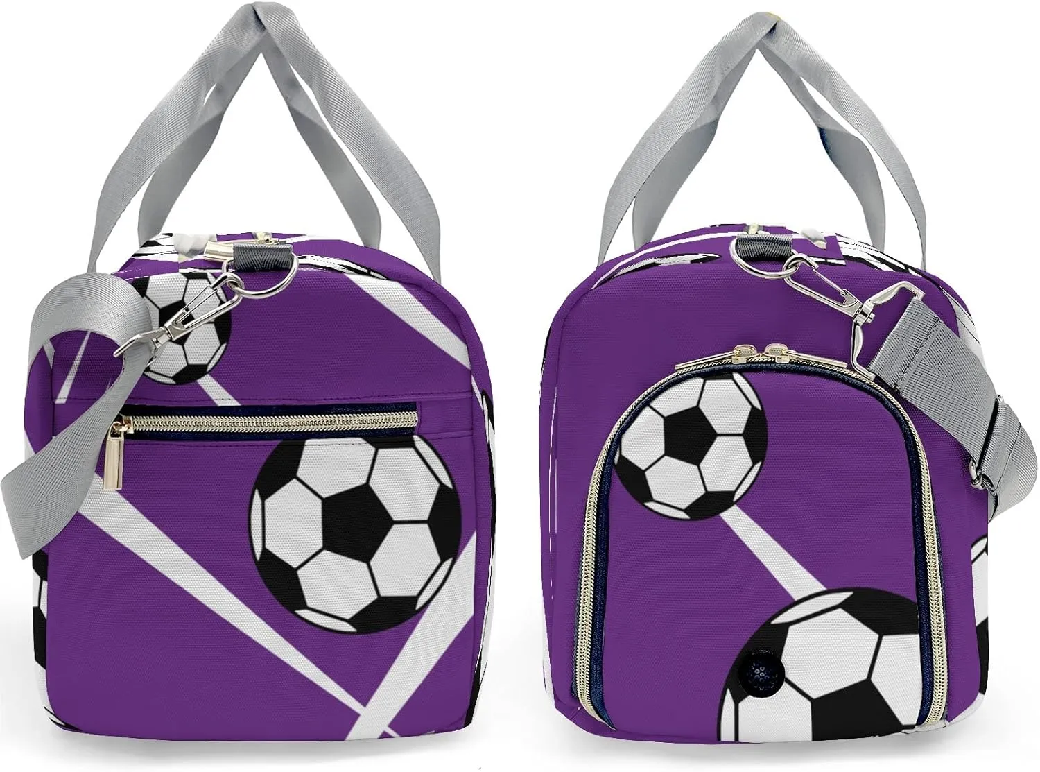 Sport Soccer Team Purple Personalized Duffel Bag Custom Women Men Multi-Function Travel Bag Gym Sports Bag Gymnastic Yoga Bag Carry On Overnight Weekend Duffel Bags