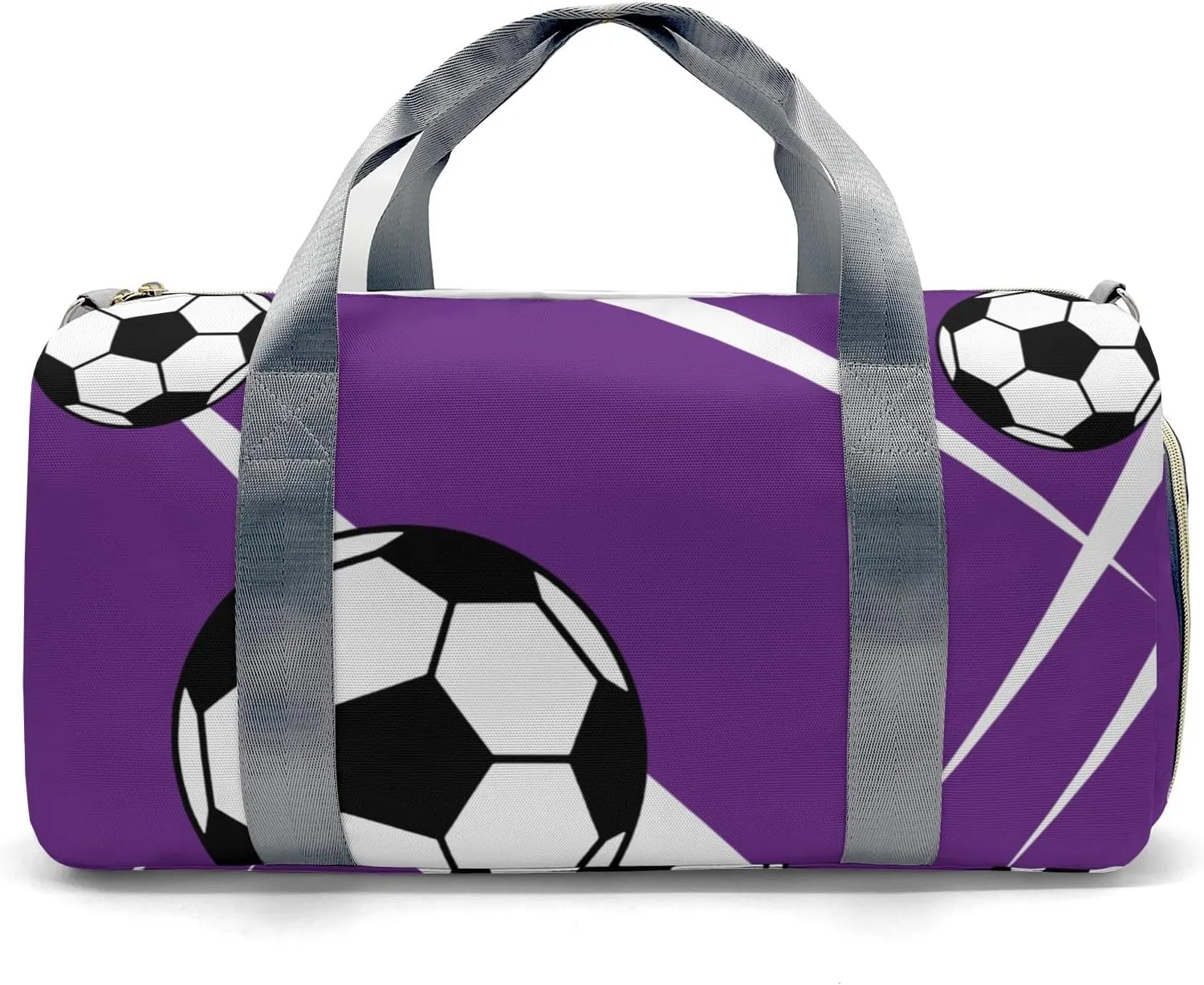 Sport Soccer Team Purple Personalized Duffel Bag Custom Women Men Multi-Function Travel Bag Gym Sports Bag Gymnastic Yoga Bag Carry On Overnight Weekend Duffel Bags